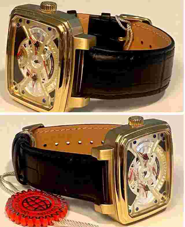 47mm Auto 28J Dual Time Power Reserve CONSTANTIN WEISZ Golden/Black Strap Watch