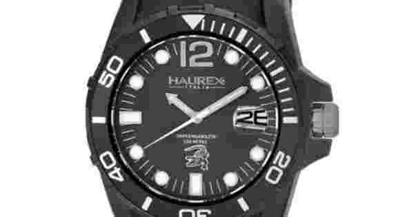Haurex Italy Men's N7354UNN Caimano Black Dial Luminous Plastic Date Wristwatch