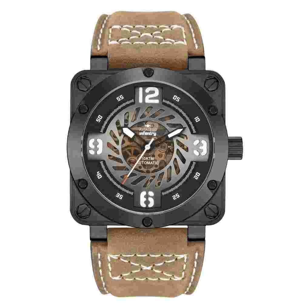 Infantry Aviateur Falcon Brown Leather Strap Men Watch AVR-003-SKL-03