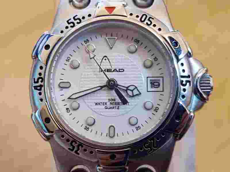 Ladies RARE 90s Retro Offical Head S/Steel White Face Sports Watch HD701