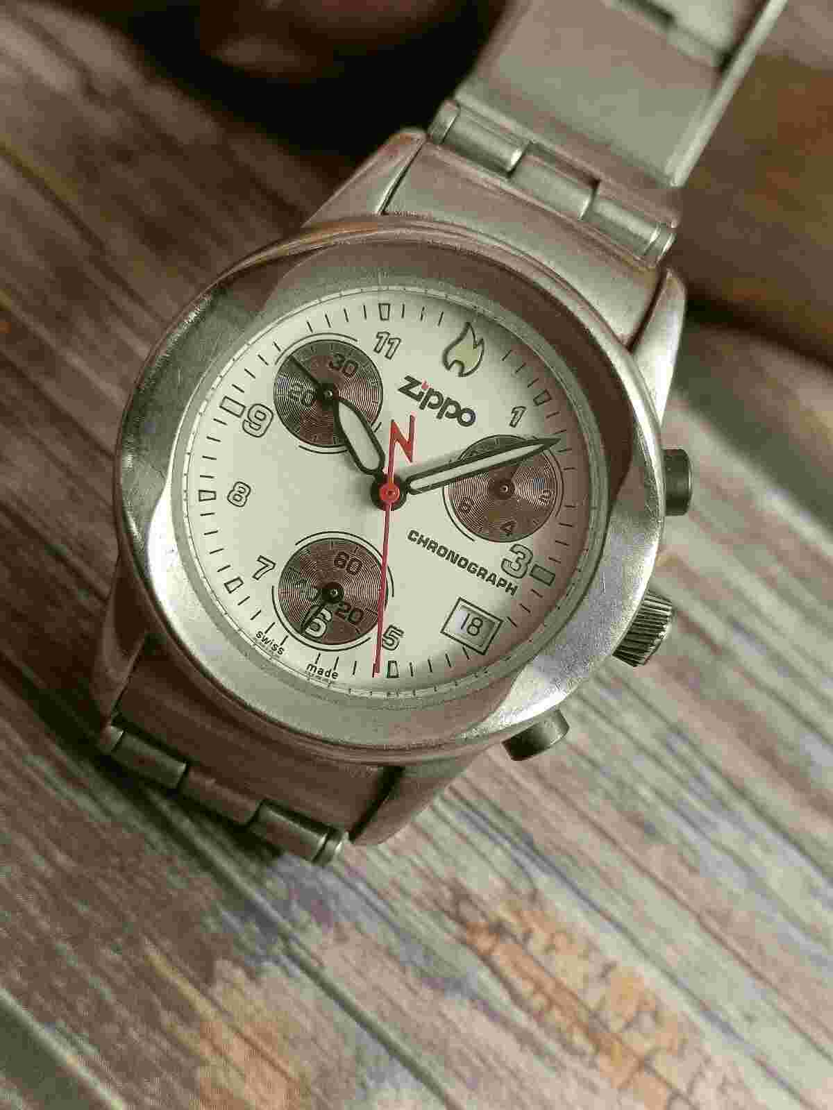 AUTHENTIC ZIPPO CHRONOGRAPH SWISS UNISEX ADULT 23 JEWELS QUARTZ 02012123 VINTAGE