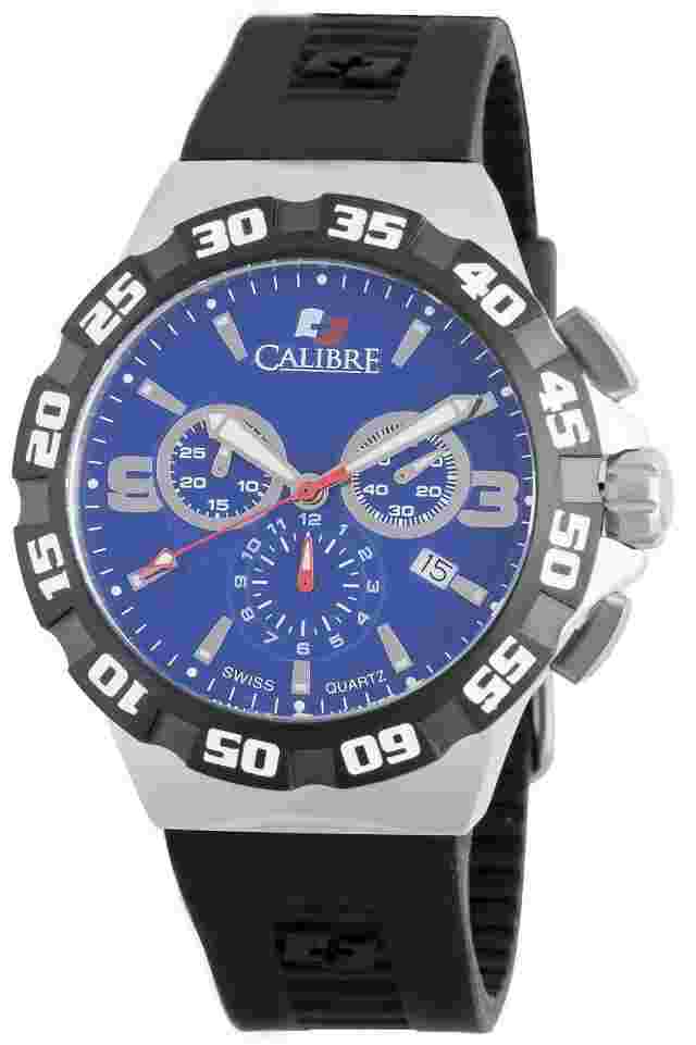 Calibre Men's SC-4L2-04-003 Lancer Chrono Luminous Blue Dial Rubber Watch