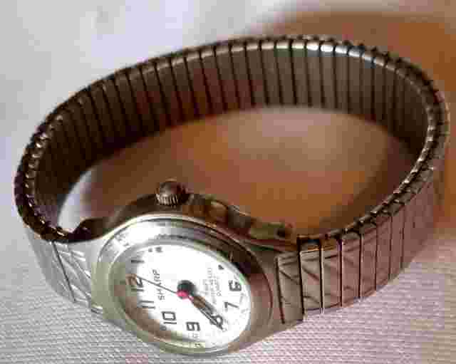 Sharp Wrist Watch 6.5"  Water Resistance Silver Tone 12 Hour Dial Ships Free