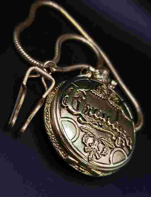 Polini Grandpa Pocket Watch Gold Tone Round With Chain