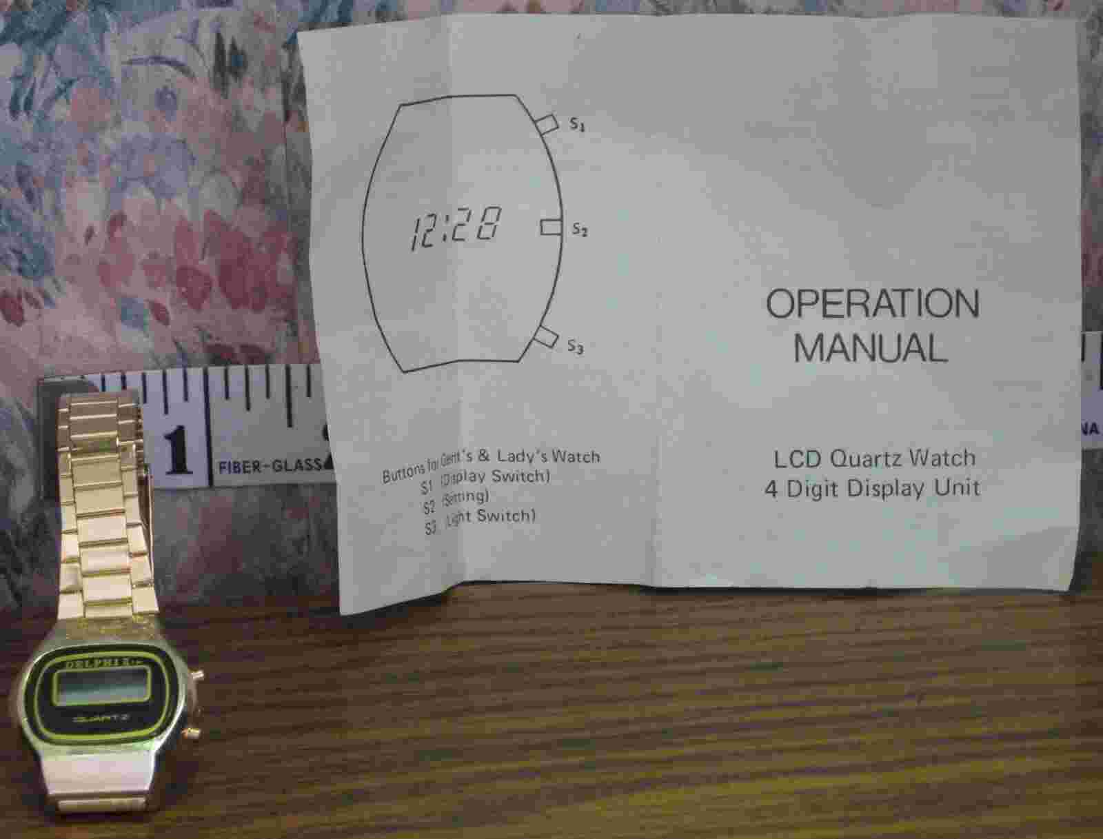 Delphi II LCD Lady's Quartz Digital Wrist Watch - Gold Plated No Battery - 1980s