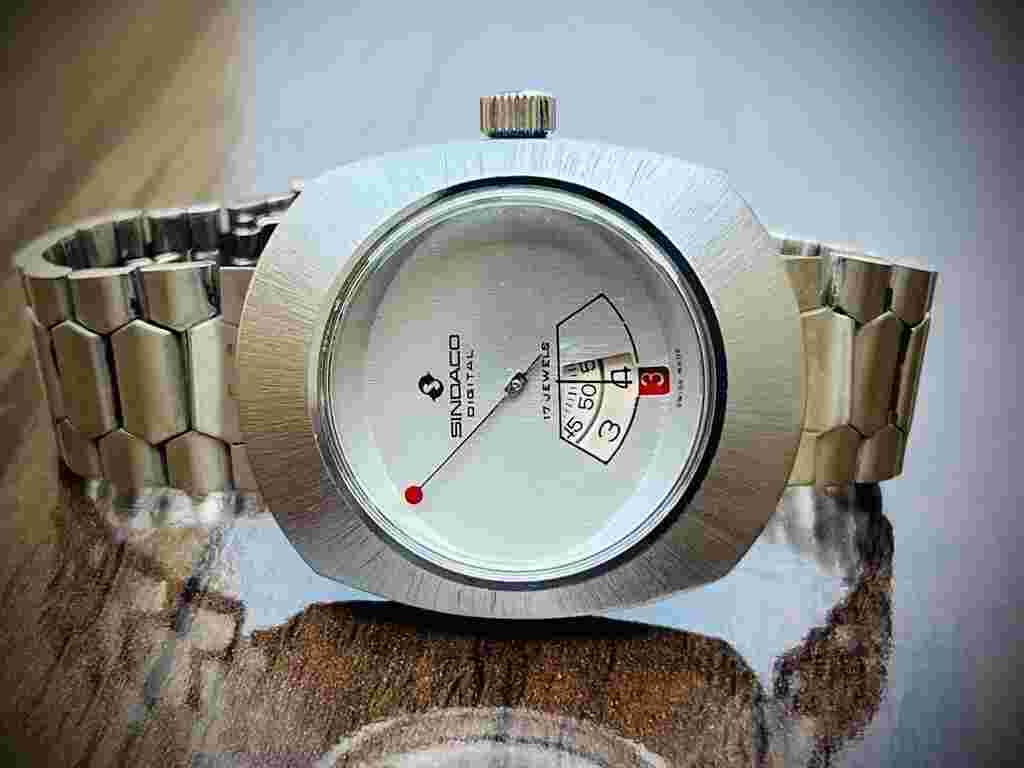 Vintage Sindaco Digital Jump Hour Manual Wind 38mm Mens Watch , Ultra Rare Swiss