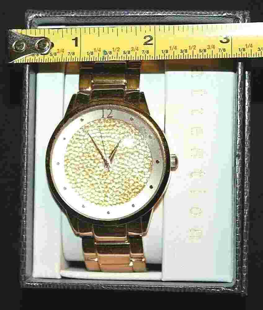 Attention Women's Rose Gold Bracelet Watch With Pave Stone Dial L@@k