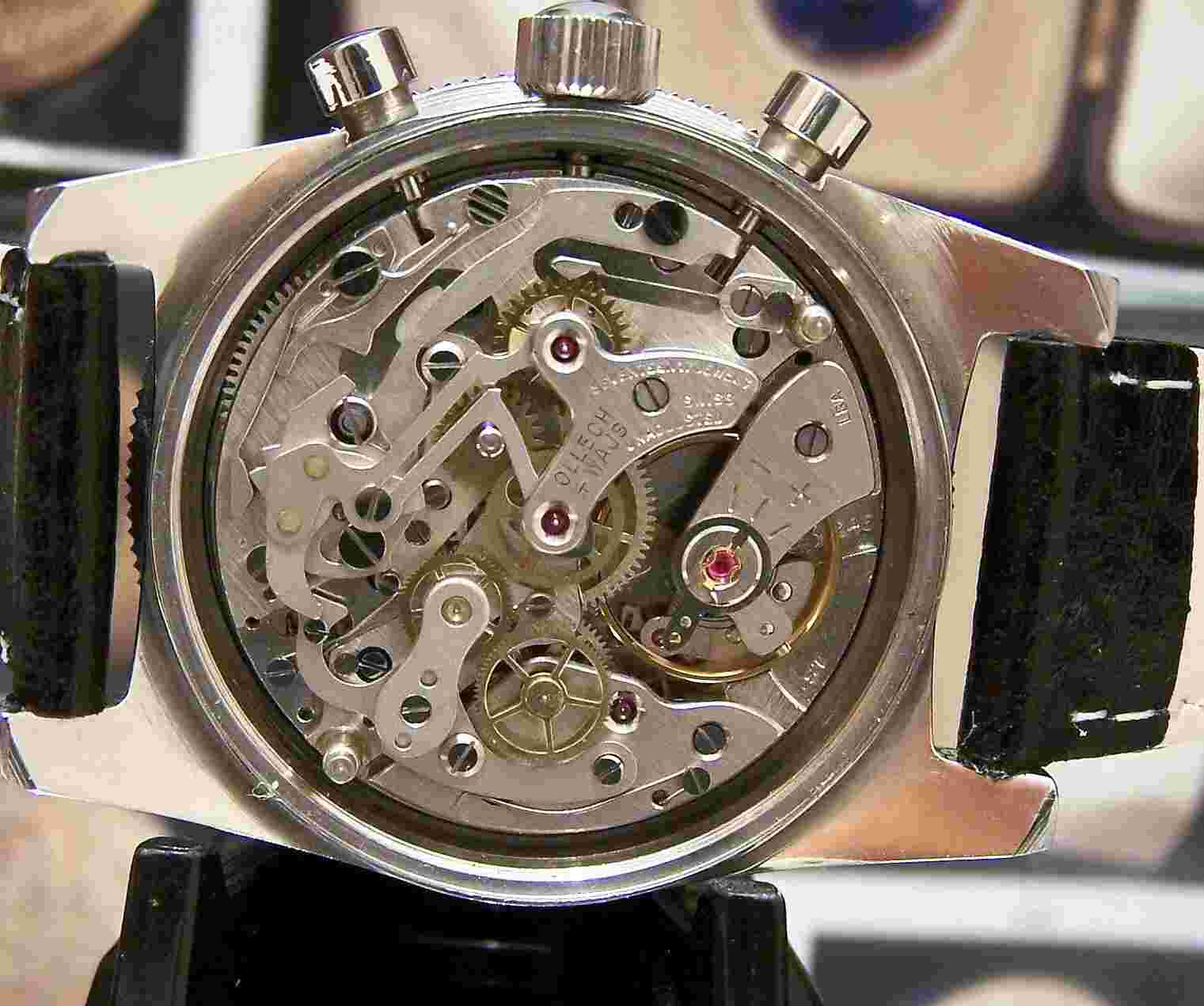 SUPERB VINTAGE OLLECH & WAJS CAL LANDERON 248 PRECISION DIVER WATCH CHRONOGRAPH
