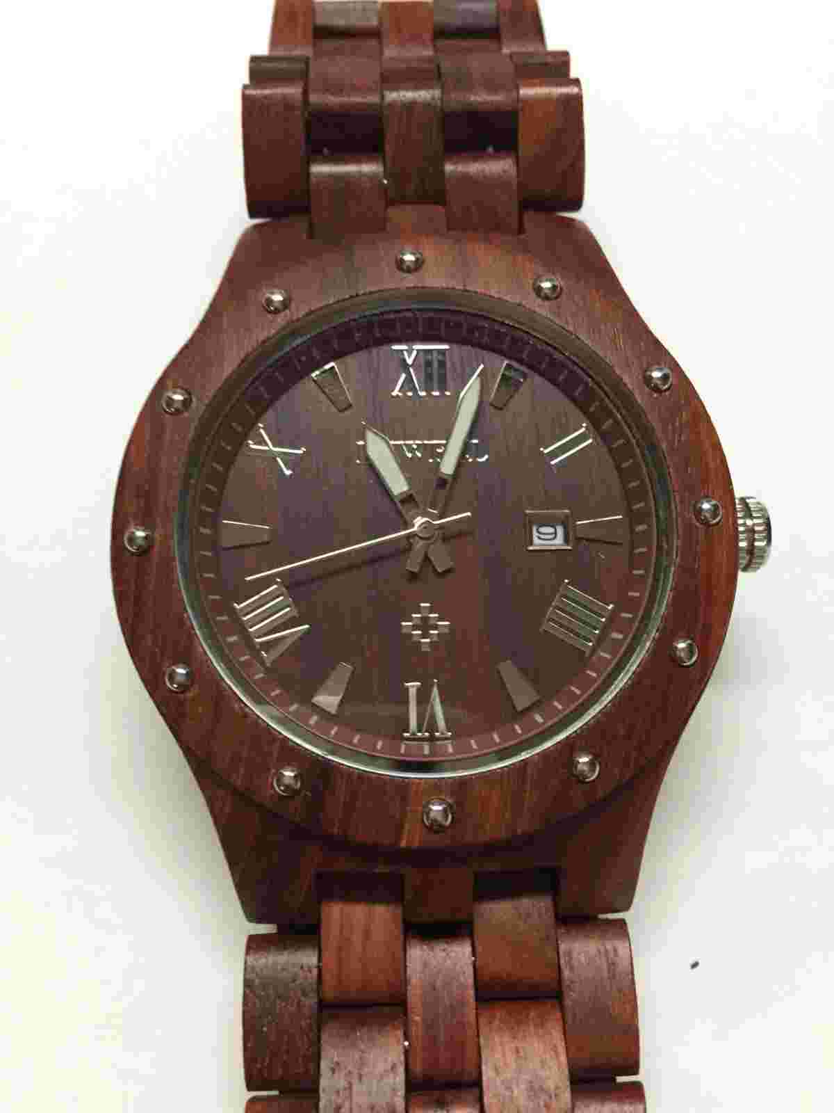 BEWELL WOOD WATCH JAPAN MIYOTA  QUARTZ MOVEMENT 46 MM ROUND