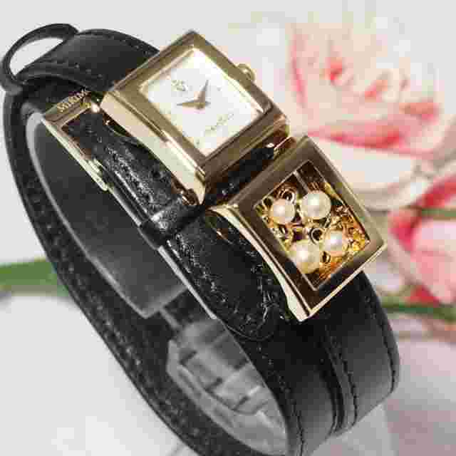 Mikimoto Pearl Shell Dial Bangle Ladies Watch Box C450 Used From Japan
