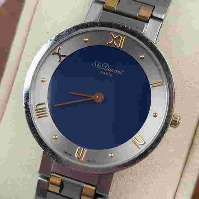 S.t. Dupont Watch Round Shape 196.11 Battery Replaced Wrist 19cm