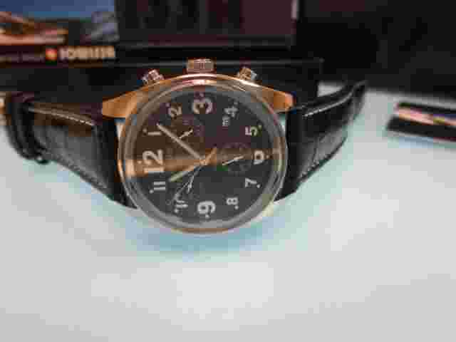 Jowissa Men's J7.005.L Ginebra Black Dial Chronograph Leather Watch
