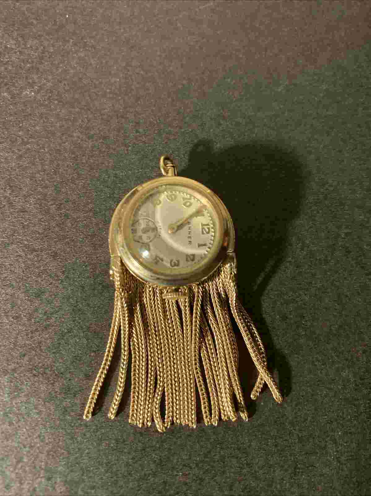 Vintage Banner Art Deco Pendant Watch Swiss Made Manual Eind w/ Gold Wash