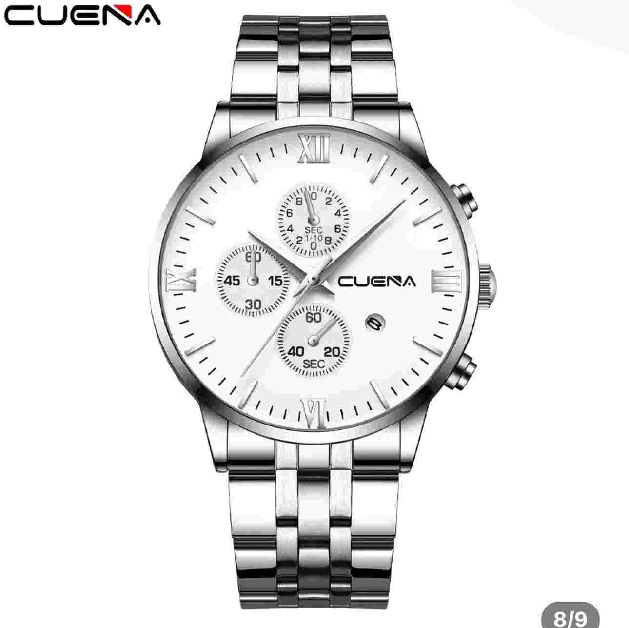 CUENA Men's Watch auto date chronograph watch men waterproof Stainless Steel…