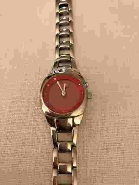 FOSSIL KALEIDO Watch Designer Red Face Silver Bracelet