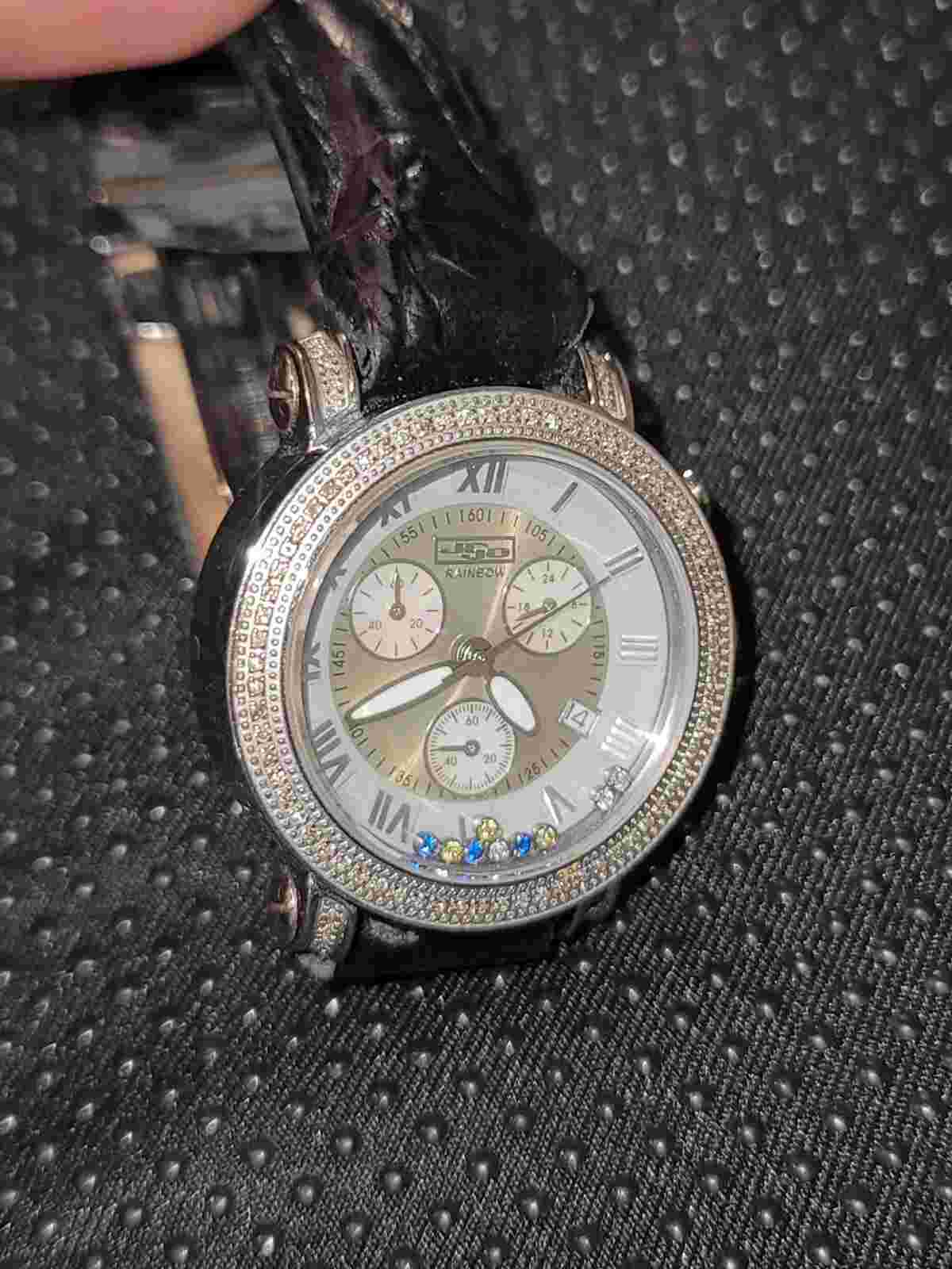 Jojo Rodeo Rainbow Mens Watch Diamond Yellow Sapphire Wristwatch Chronograph