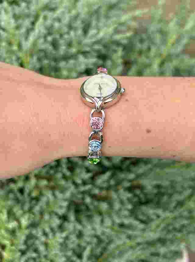 Vintage Colourful Gemstone Ladies Dainty Watch Bracelet Set Philip Mercier