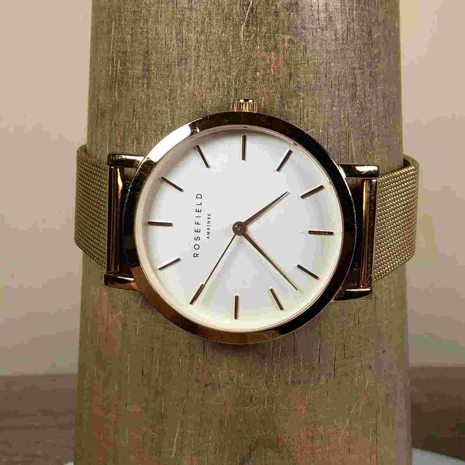 Rosefield AMS|NYC Women White Dial Rose Gold Mesh 38mm Quartz Analog Watch7 1/4"