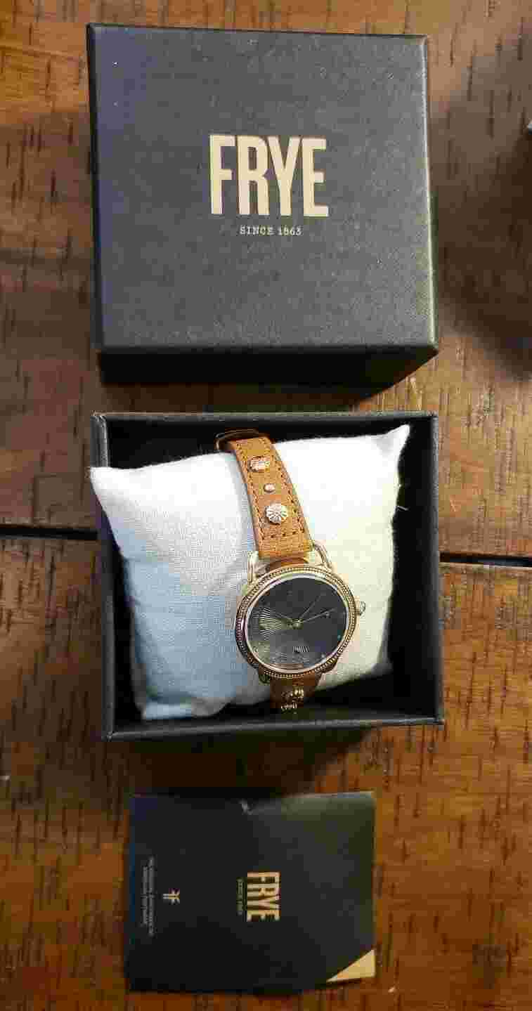 FRYE 263489TAN Ladies Watch 36mm Grey Face & Brown Leather Band BNWT RRP £195