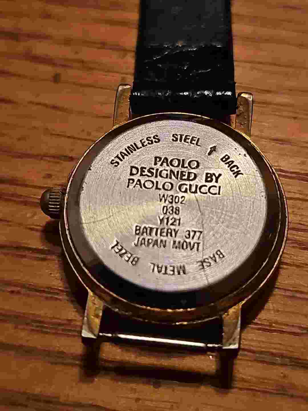 Vtg Paolo Gucci Diamond Watch Women 24mm Black Gold Tone Dial W302