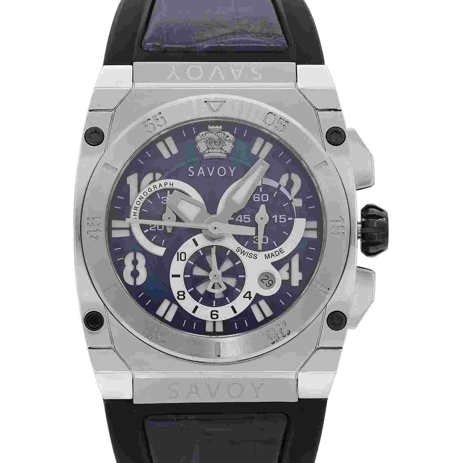 Savoy Midway 41mm Steel Chronograph Blue Dial Mens Quartz Watch B1201C.03A.RB27