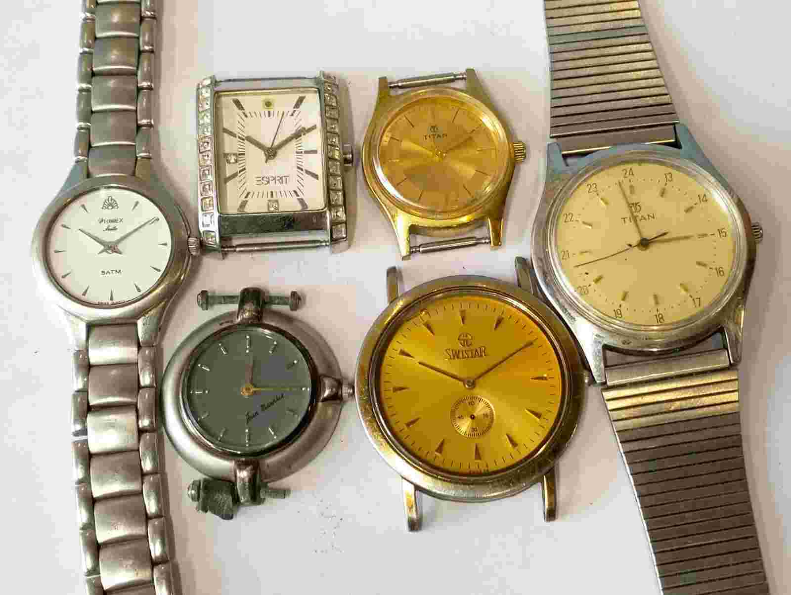 SWISTAR & OTHER 5 PIECE MIX LOTT QUARTZ MEN & WOMEN NOT WORKING PARTS PURPOSE