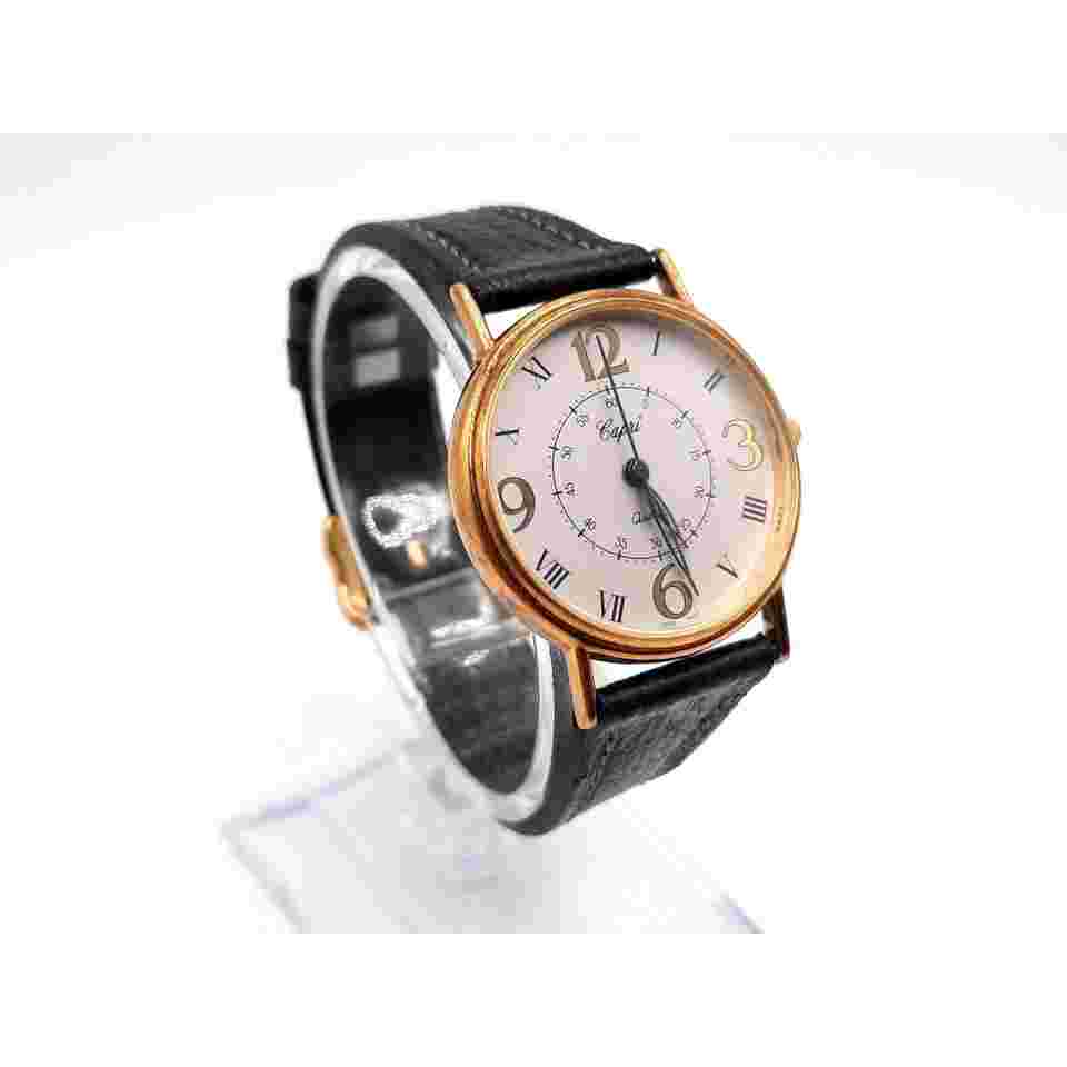 Capri Watch Women New Battery 28mm black Leather Band Swiss Movement