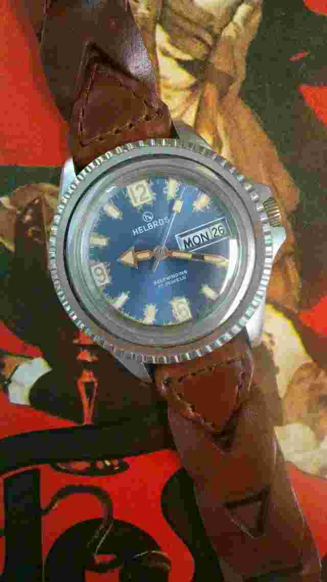 Vintage HELBROS 17 Jewels Stainless Steel DIVER Selfwinding  Wrist Watch