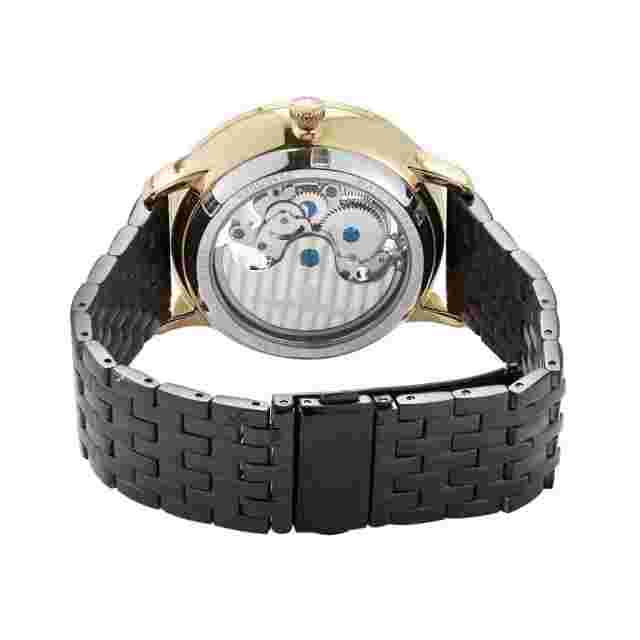 Giorgio Milano Luxury Men’s Watch Automatic Self-Wind Skeleton,Gold Black 44mm