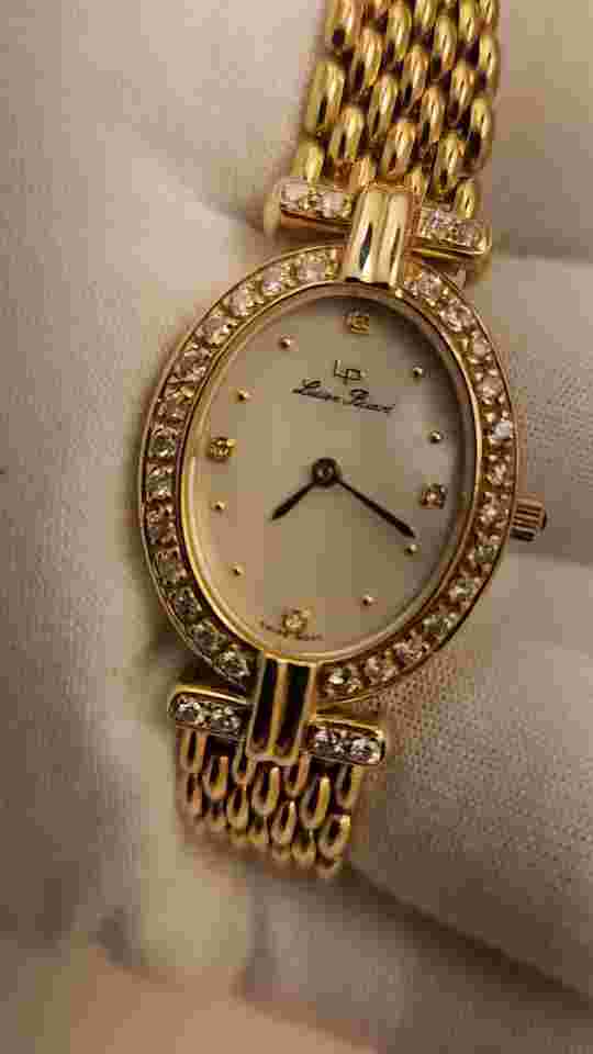 Rare Lucien Piccard Dufonte MOP 14 K  Gold Diamond Watch w Box +