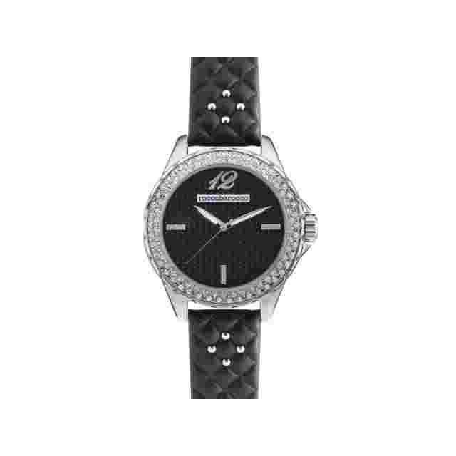 Womens Watch ROCCOBAROCCO STARDUST Leather Black Swarovovski RB Logo Womens NEW