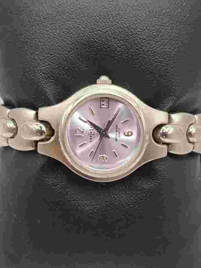 LA Express Ladies Quartz Watch 22mm Round Matte Silver Tone Metal Band