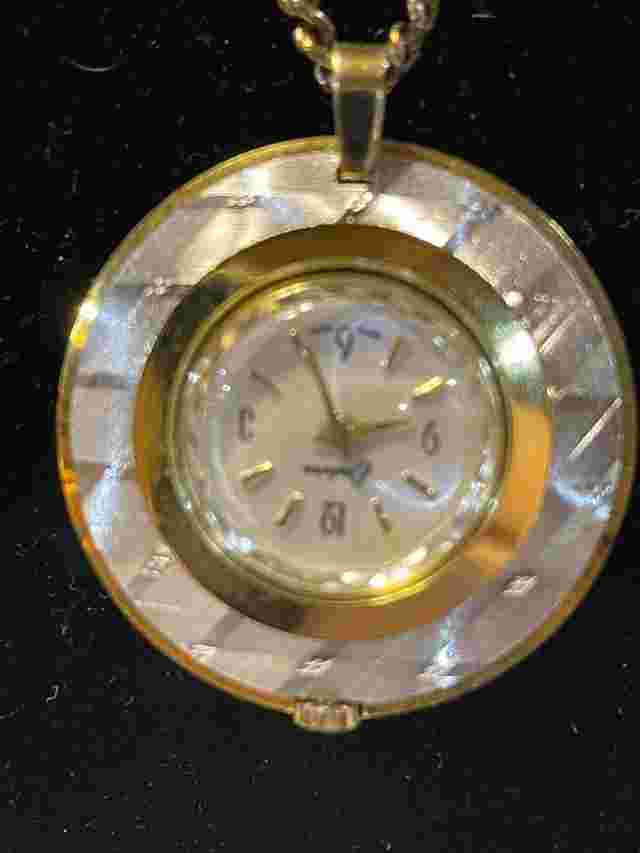 Vintage Endura Two Tone See Thru Back Watch Pendant w/Chain - NOT TESTED
