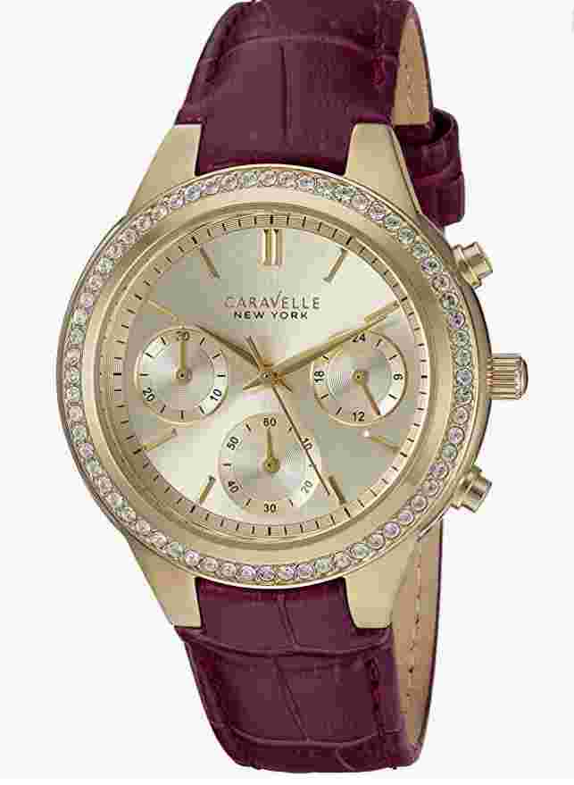 NEW Caravelle New York Women's 44L182 Stainless Quartz Leather-Crocodile Strap