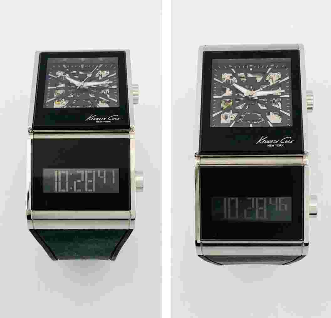 Kenneth Cole KC1749 Digi-Tech Dual Time  Zone Automatic Skeleton & Digital Watch