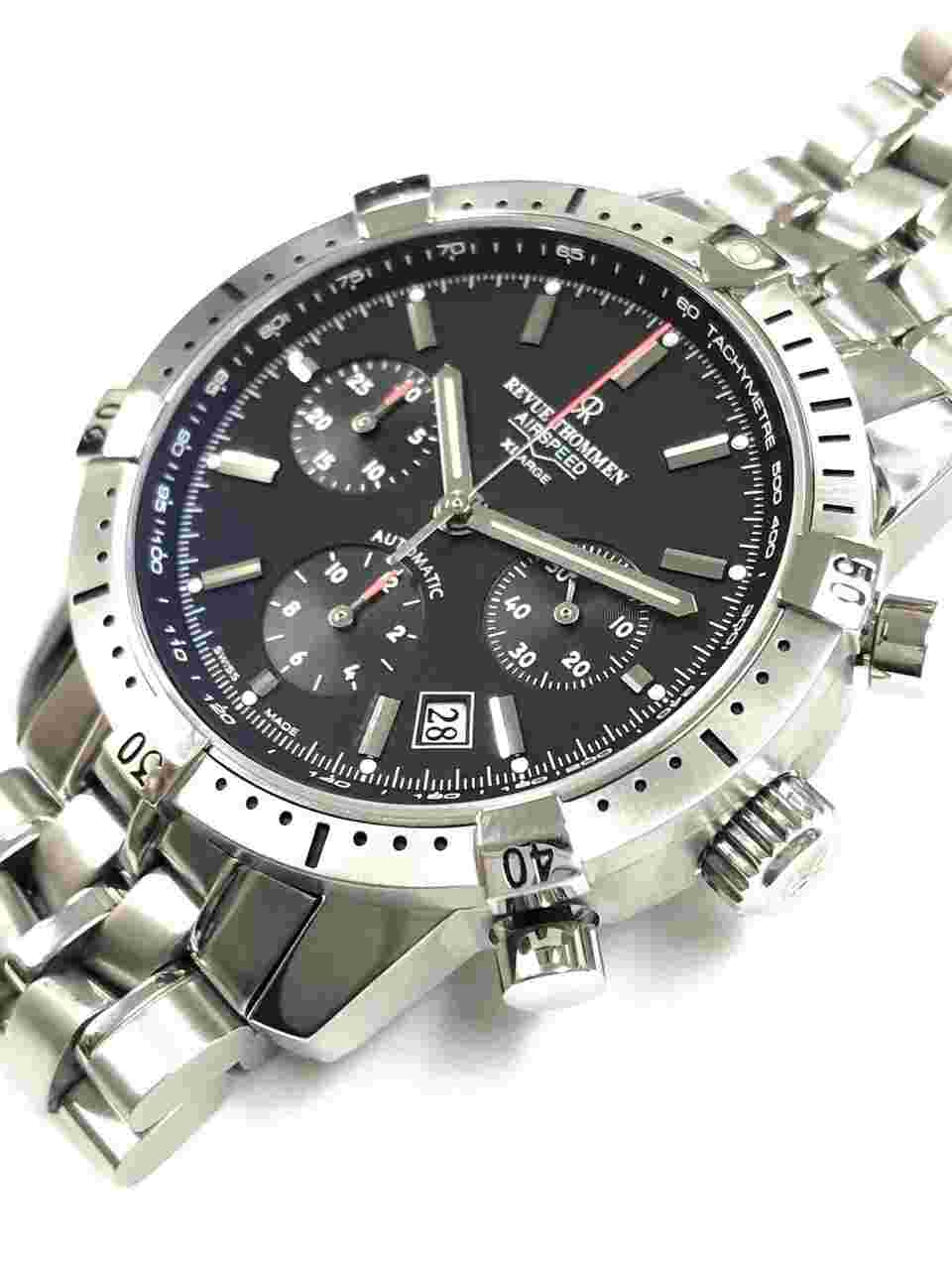 Wrist Watch REVUE THOMMEN AIRSPEED 16055.6134 Men's Analog Silver Black USED
