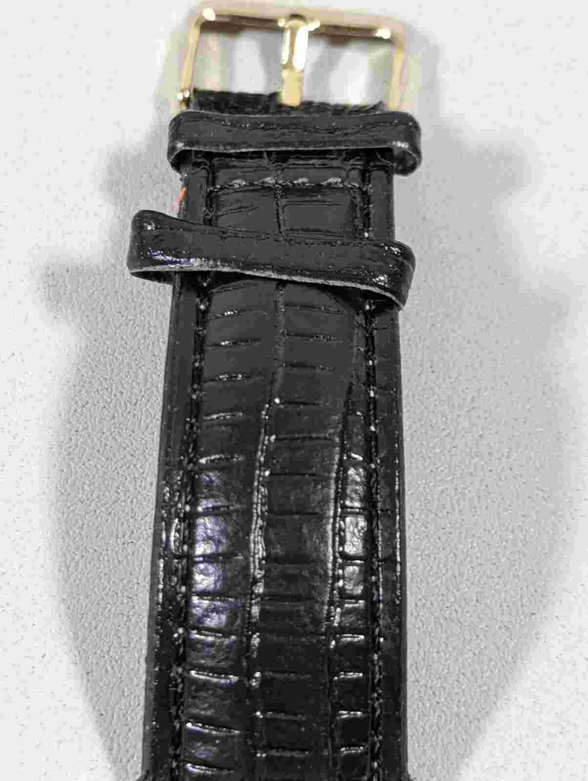 Ashley Princess Gold Tone Crystal Accent Round Case Black Band Watch 8 Inch