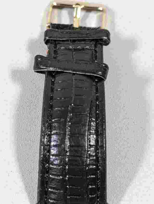 Ashley Princess Gold Tone Crystal Accent Round Case Black Band Watch 8 Inch