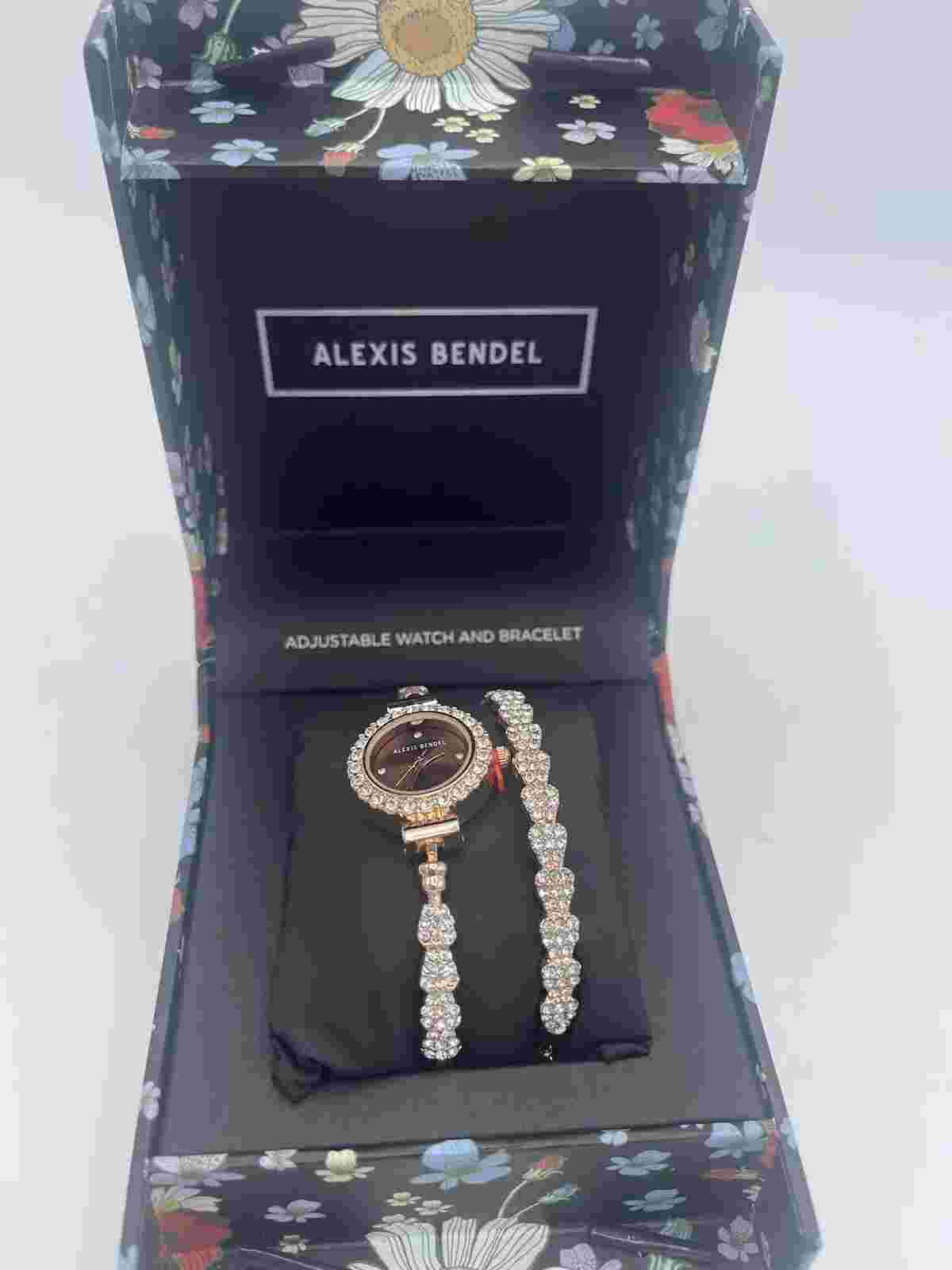 Alexis Bendel Rose Gold Matching Adjustable Watch And Bracelet Set New