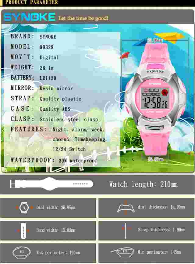 SYNOKE Fashion Children Watch Girls Boys LED Digital Sport Watch Gift for Kid US