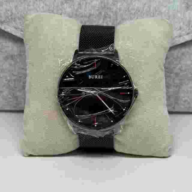 Burei S-1006M Men's Black Stainless Steel Analog Dial Quartz Wrist Watch JNA60