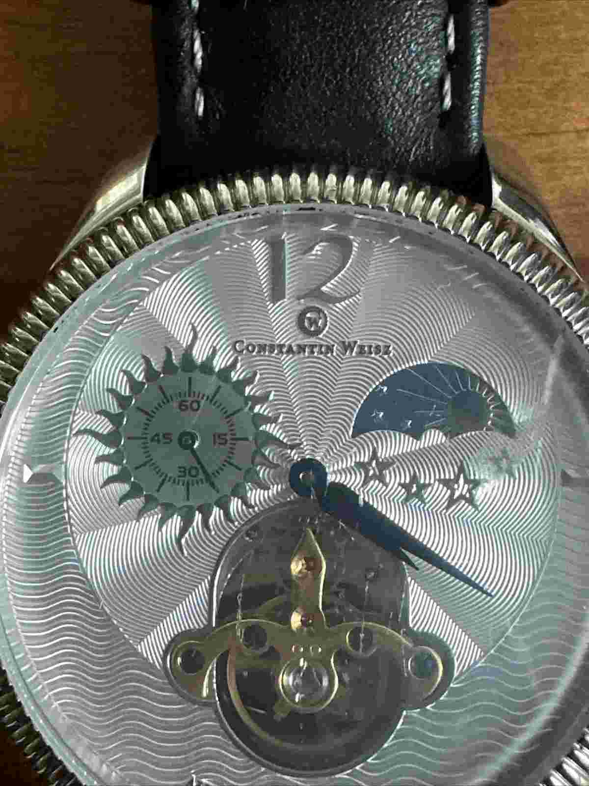 Constantin Weisz automatic open heart wrist watch 22 jewels date day night