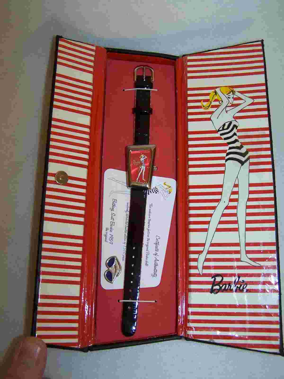 VTG. 1959 Mattel Limited Edition BARBIE Bathing Suit Watch w/ Case, Tags, & COA