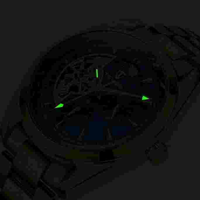 Luxury Men's Tourbillon Mechanical Luminous Moon Phase Chronograph Blue case