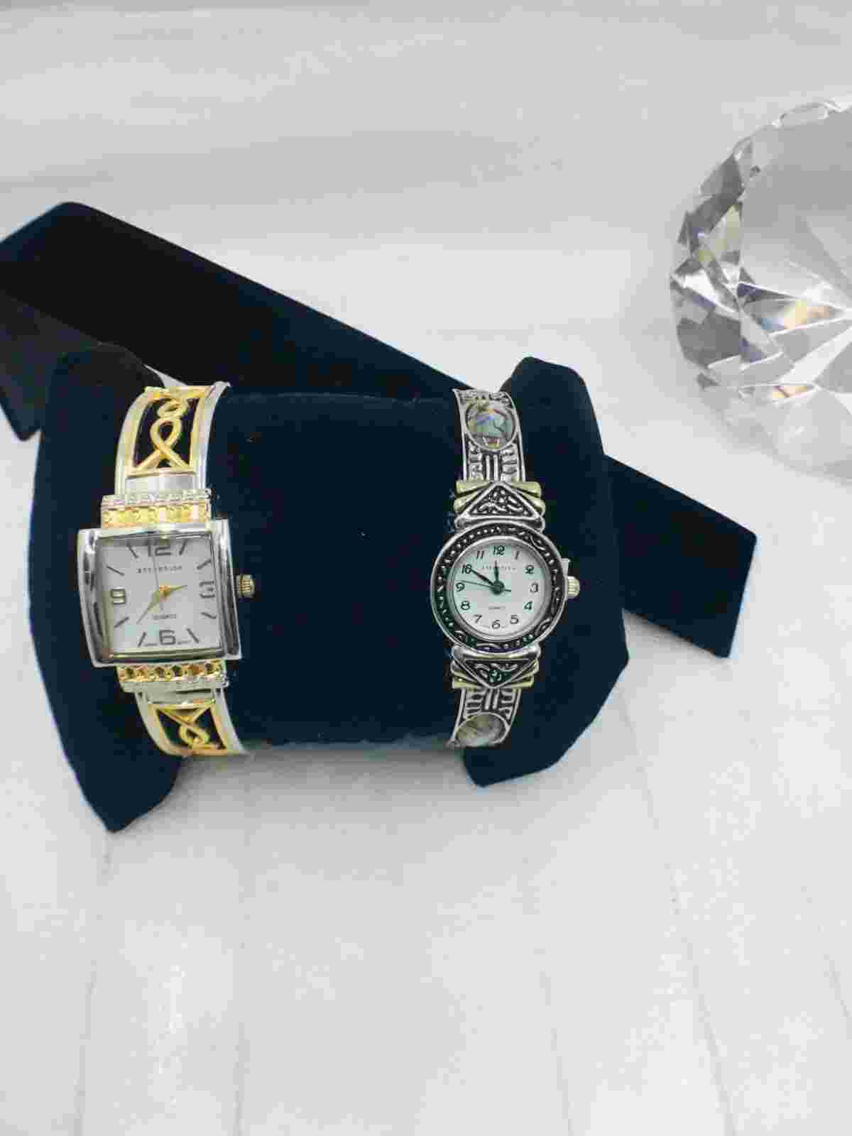 Lot of 2 Vintage Attention Bangle Bracelet Style Ladies Watch NO BATTERIES