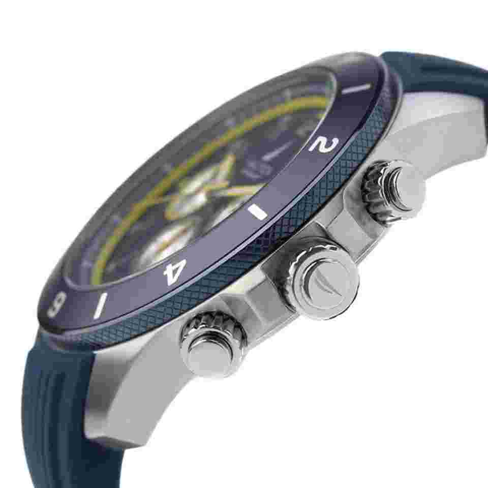 Nautica NAPNOS402 Men's Quartz Watch Navy Dial Rubber Band Stainless Steel