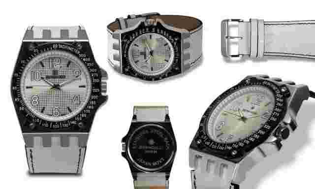 NEW Bernoulli 9724 Men's Polaris Silver Dial Wide White Leather Tachymeter Watch
