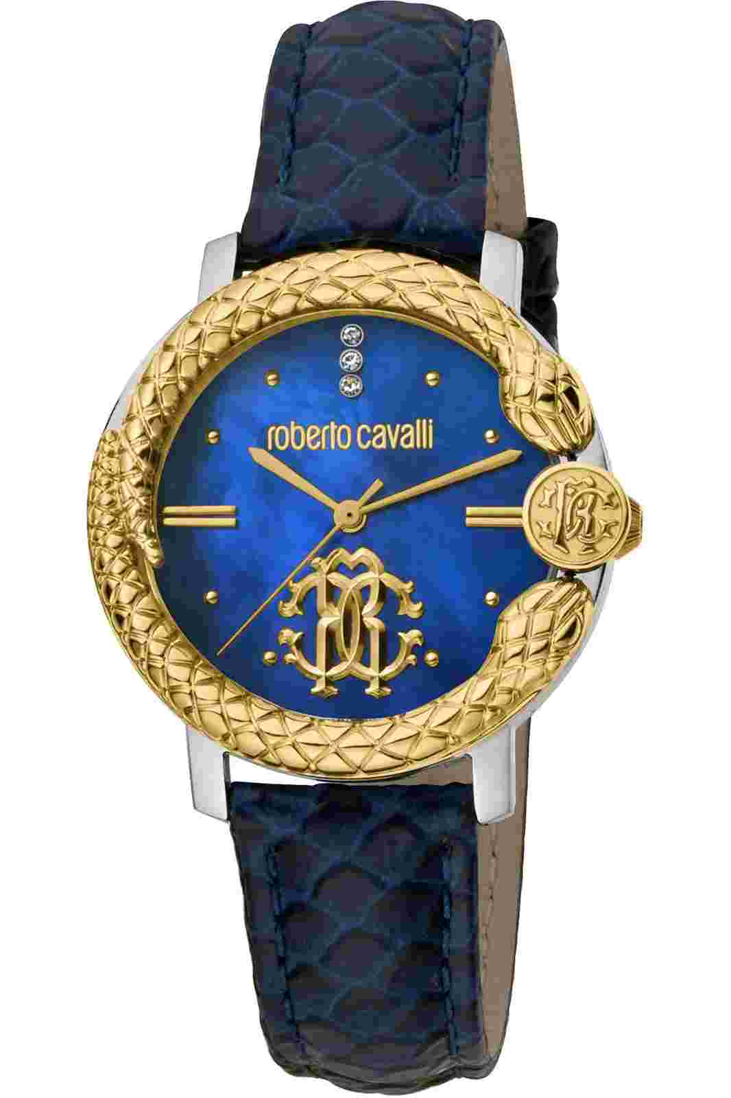 Roberto Cavalli by Franck Muller RV2L057L0041 blue silver gold Women's Watch NEW