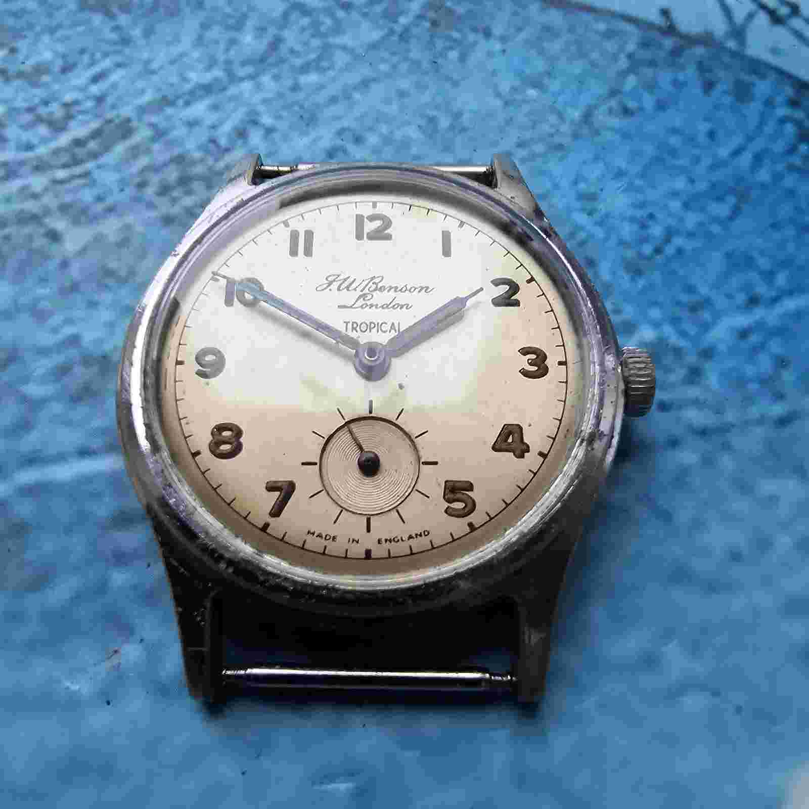 Vintage J W Benson Tropical Aquatite Cased Hand-Winding Men's Watch Smiths
