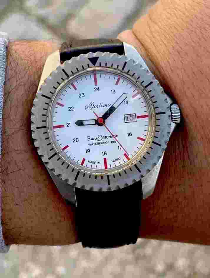 Very Rare Mortima SuperDatomatic Diver Waterproof 100% Unique Dial French Made
